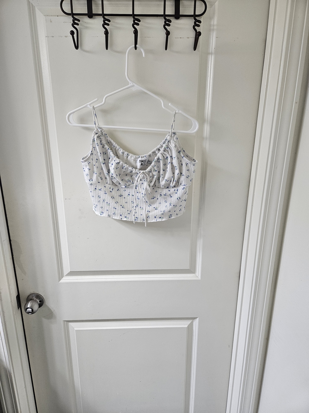 Princess Polly White Cropped Floral Drawstring Cami